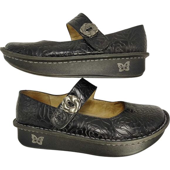 Alegria Paloma Women’s Leather Embossed Rose Comfort MJ Clog EU 39 US 8-8.5 - Picture 4 of 10